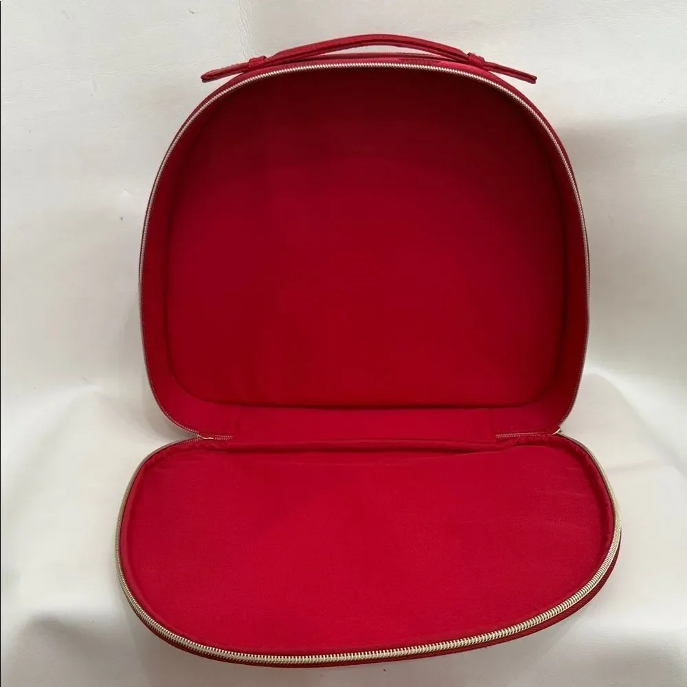 Estee Lauder Vibrant Red Dot Gold Hardware Cosmetic Makeup Travel Storage Bag